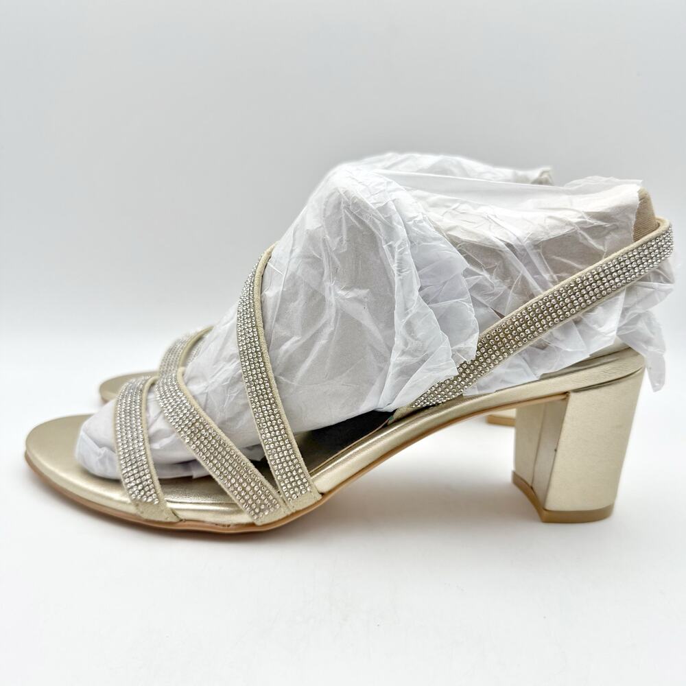 Naturalizer Womens Vanessa Sandal Heels Size 8 Gold Champagne Rhinestone NIB - Picture 9 of 13